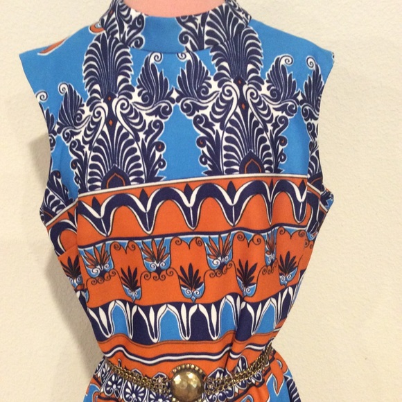 SOLD 70s Best Print goddess Column maxi dress - Picture 2 of 9